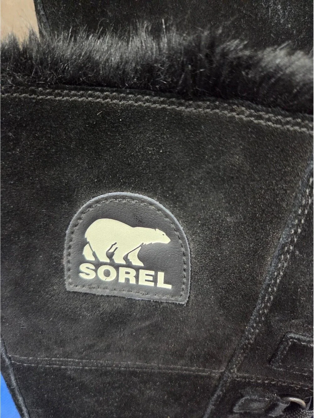 Sorel Joan of Arctic Black Suede Faux Fur Snow Boots Women's Size 9.5